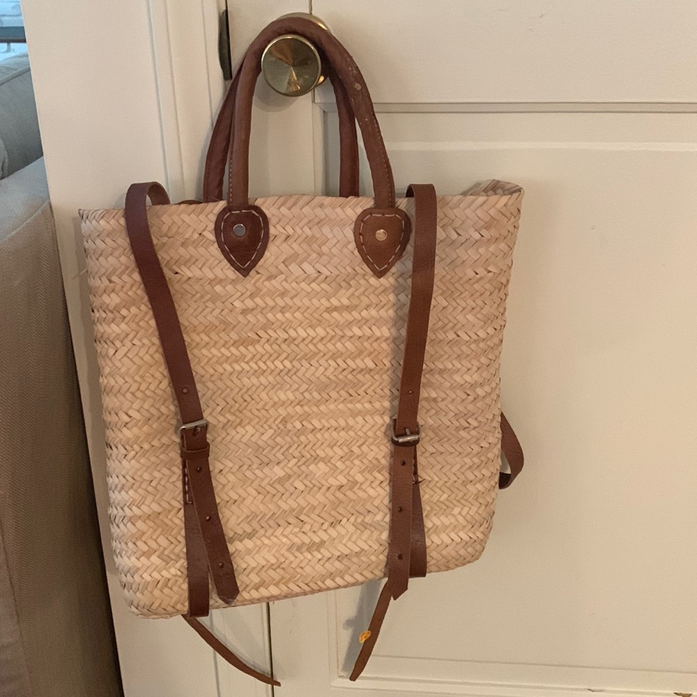 Raffia backpack beach bag